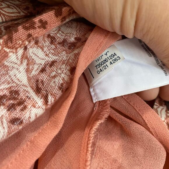 American Eagle Pink Floral Linen Blend Lined Pleated Skirt Size M - Picture 5 of 7